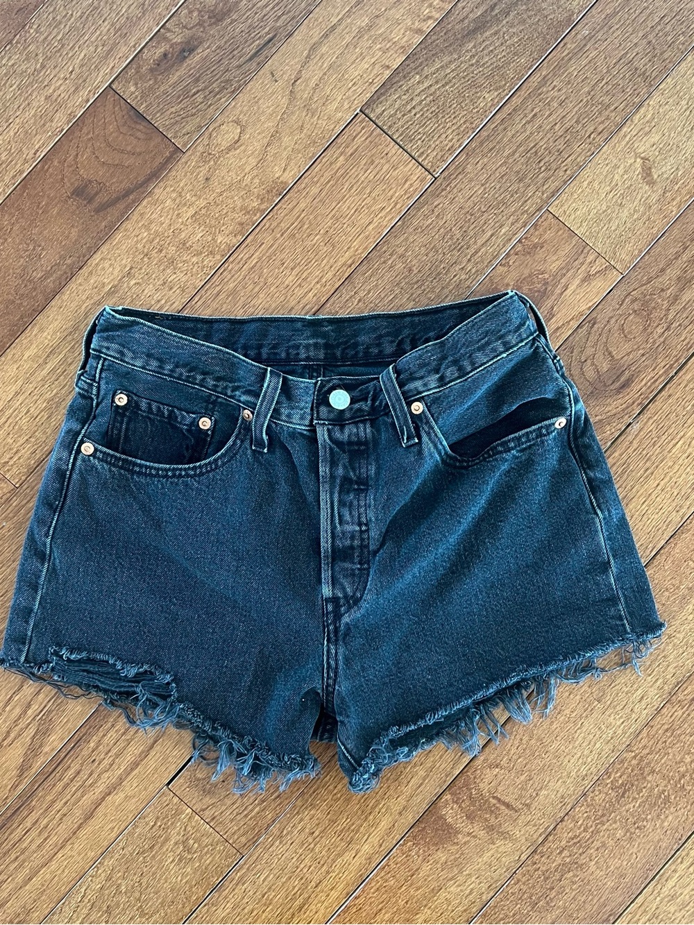 High-Waist Black Denim Cutoff Shorts
